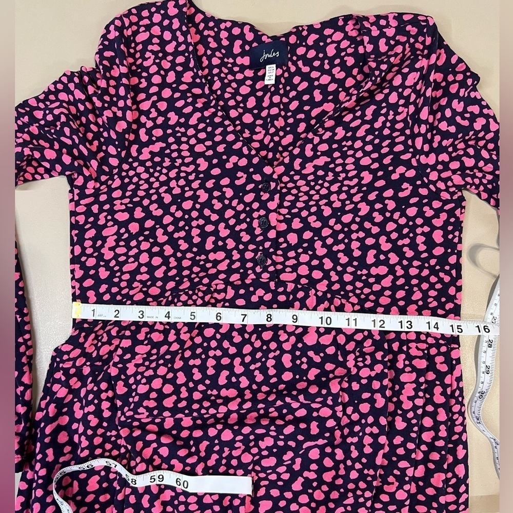 Joules Annalise Leopard Pink and Blue Henley Long Sleeve Dress Size 0 - Picture 10 of 12